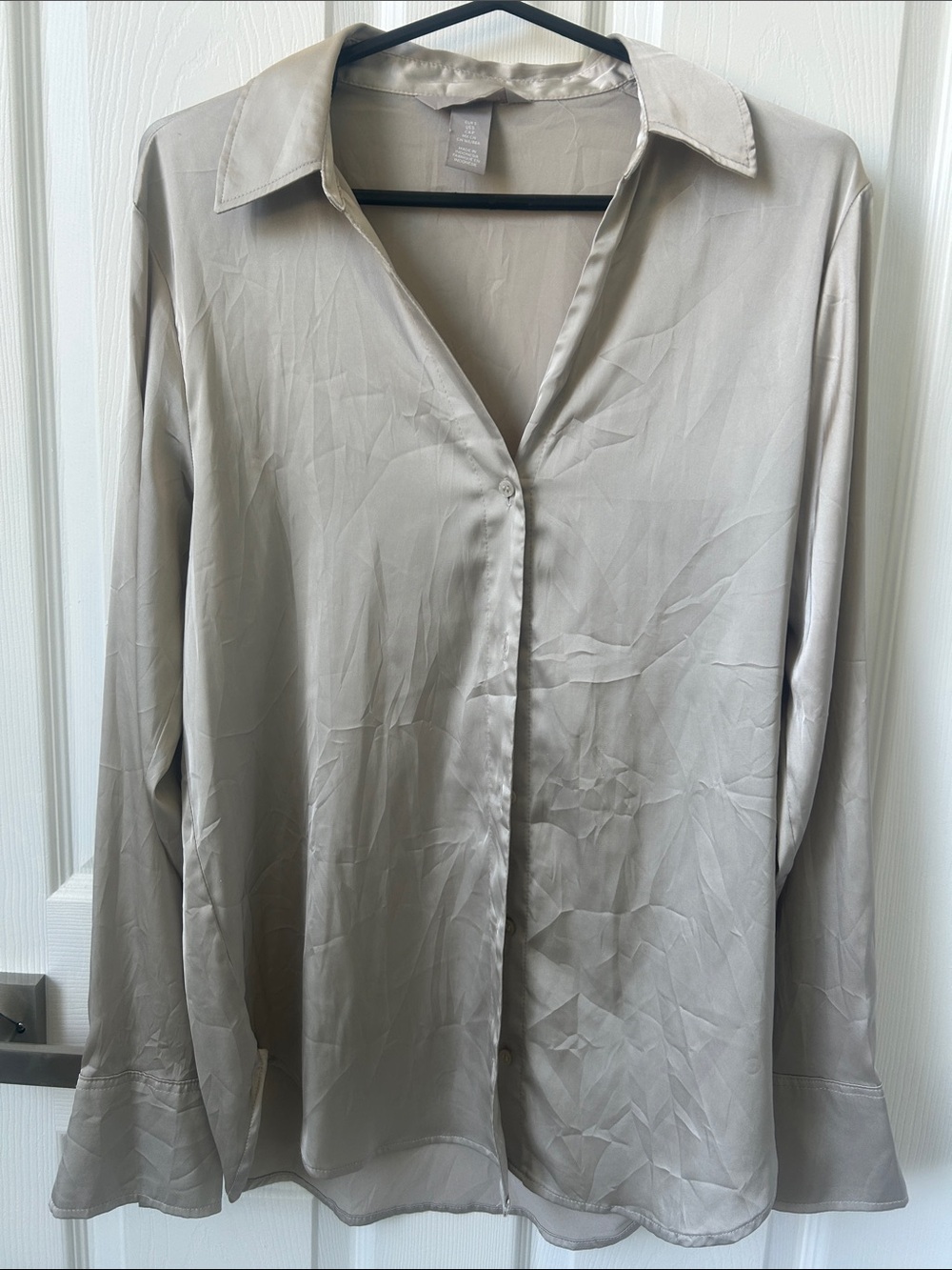 H&M Satin-Finish Light Taupe Shirt